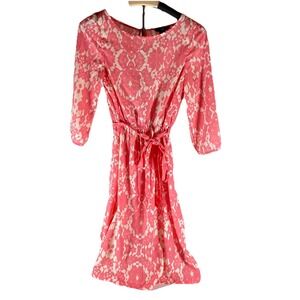 H&M Womens Size 6 Pink and‎ White Floral Midi Dress Elegant and Flowy